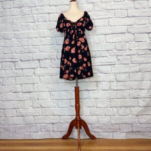 Jack by BB Dakota Pretty in Poppies Black Floral Mini Dress